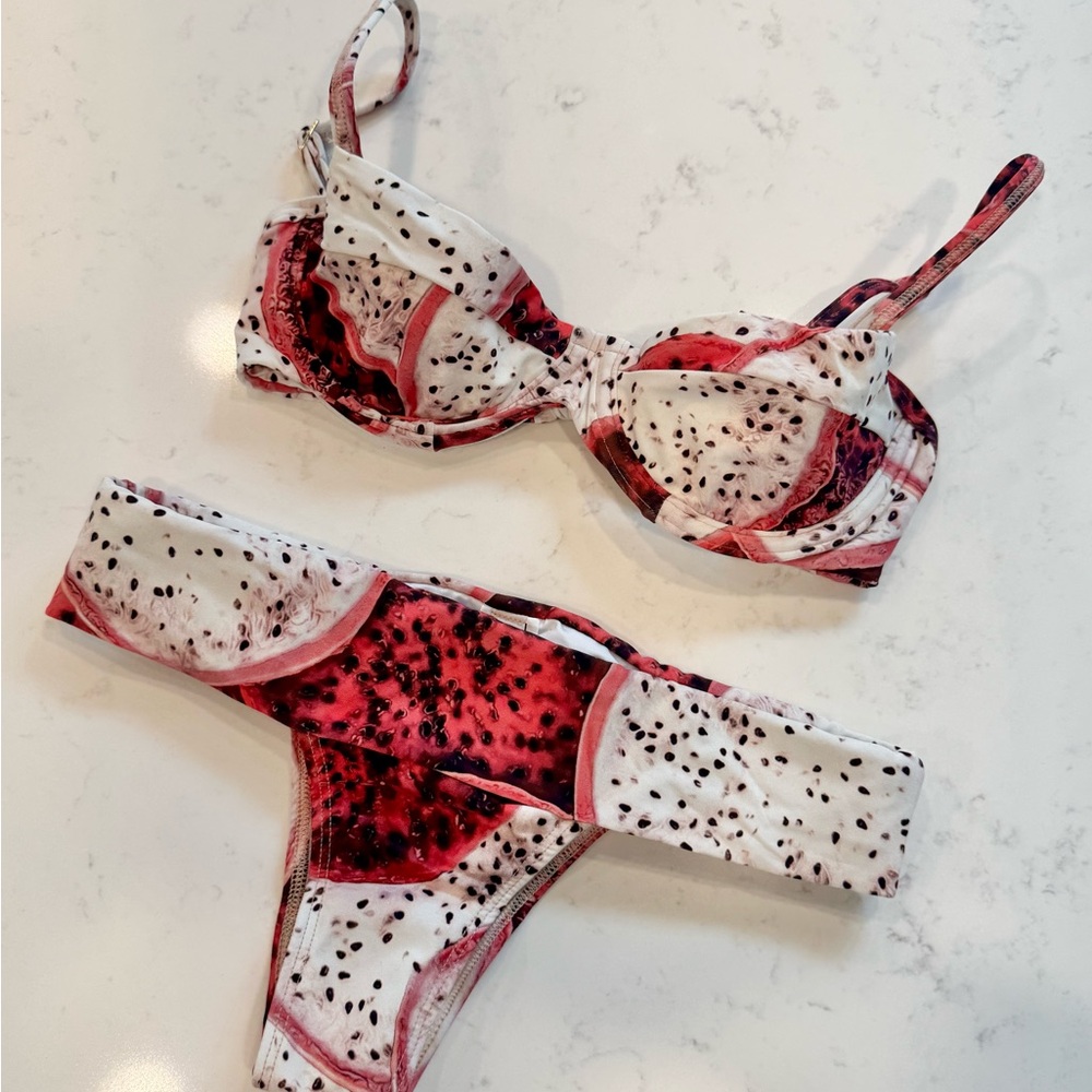 Dragon Fruit Print Bikini Set